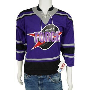 NWT Chicago Force CCM Youth L/XL Purple Jersey Hockey